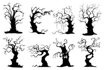 vector illustration of collection of colorful tree