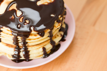 Pancakes with chockolate sipup