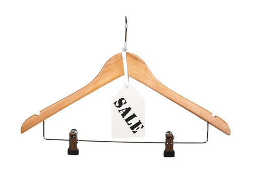 wooden clothes hanger as sale symbol