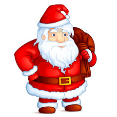 vector illustration of Santa Claus standing with Christmas gift