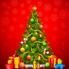 vector illustration of candle and gift box for Christmas