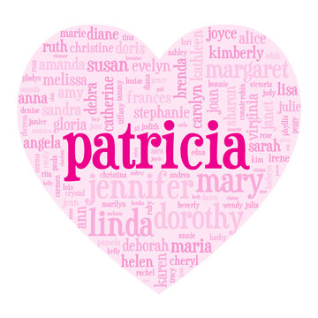 "PATRICIA" Tag Cloud (i love you be my valentine card heart)