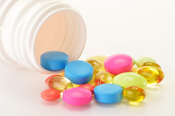 Composition with variety of drug pills and dietary supplements
