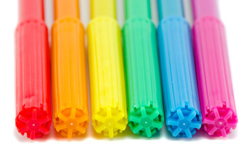 gay flag colors on felt tip pens isolated on white