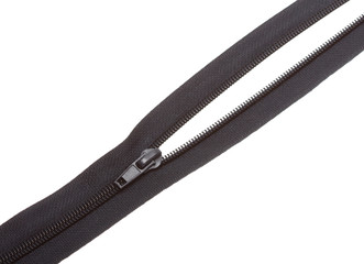 Open black zipper closeup
