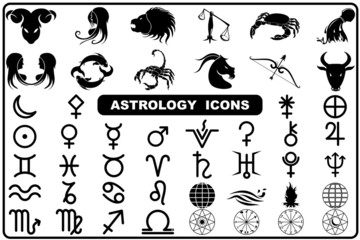vector illustration of collection of astrology icon