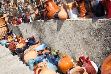 Colourful pots.