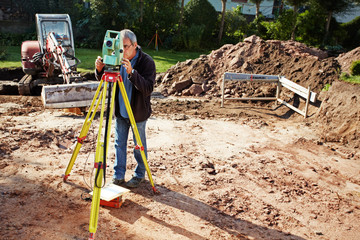 land surveyor, geodesist at work