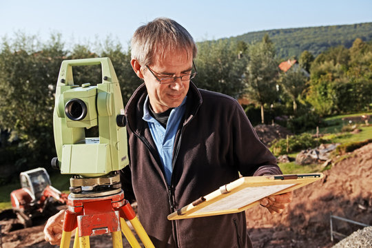 land surveyor, geodesist at work