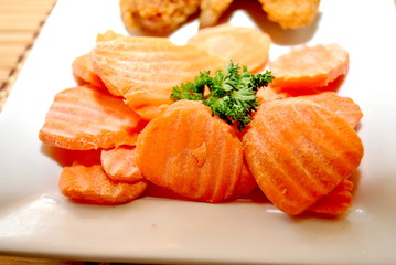 Close-Up of Sliced Carrots