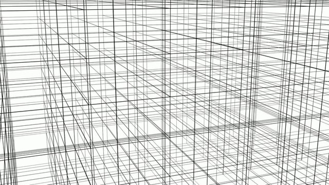 Abstract Structure Grid Animation On White Background 01