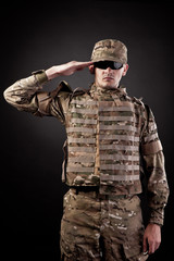 Army soldier saluting