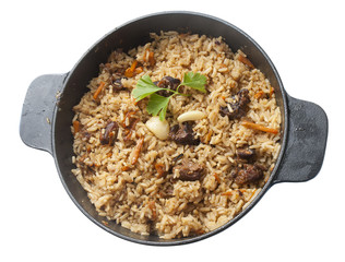 Pilau in the stew pan