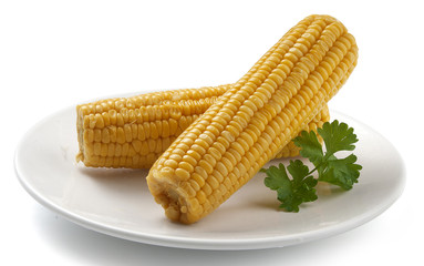 Boiled corncobs