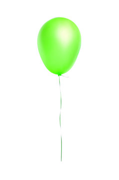 Green flying balloon isolated on white