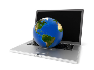 3d earth on laptop
