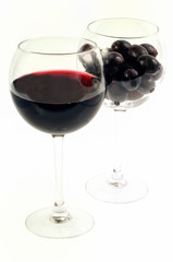 Verre de vin et de raisin