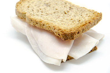 Toast bread with turkey ham slice