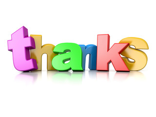 3d text thanks in rainbow colors