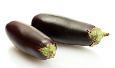 Fresh eggplants isolated on white.