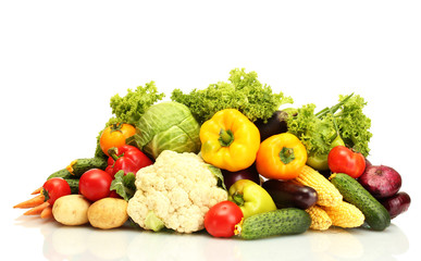 Fresh vegetables isolated on white