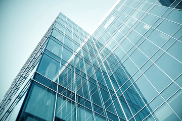 Plakat modern glass skyscraper perspective view