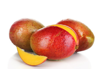 Ripe appetizing mango isolated on white