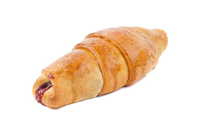 bagel with cherry jam isolated