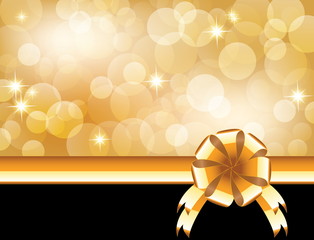 Background with bow, stars and blurry light