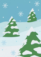 クリスマスの雪ともみの木