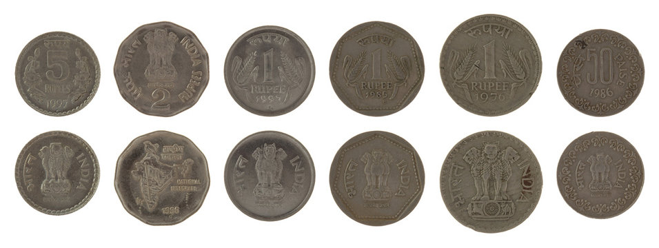Indian Coins Isolated on White