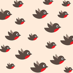 robin seamless pattern. bullfinch in the sky