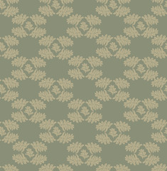 Leaves seamless pattern on green background