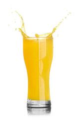 orange juice splash isolated on a white background