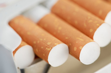 Closeup of a pile of cigarettes