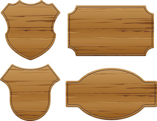 Vector set of 4 wooden signs