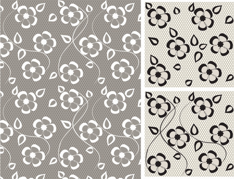 seamless lace floral pattern on gray background