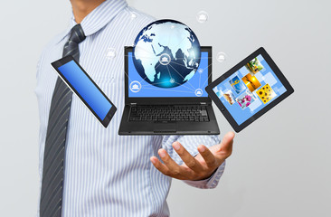 Technology in business hand