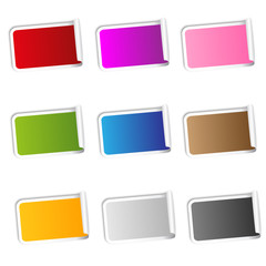 Blanko Sticker Farbig Eingerollte Kante