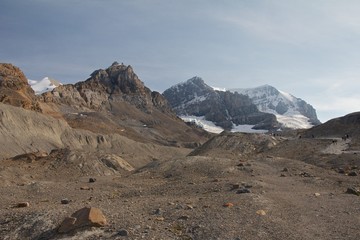 Desert-like landscape close to Athabasca glacier