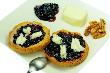 Toast with blueberry jam