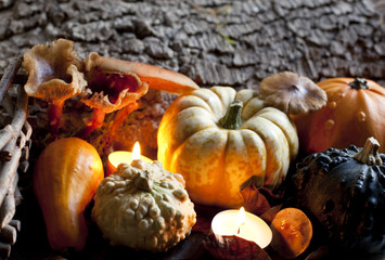 fruits décoration d'automne bougie halloween