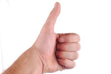 hand with thumb up, isolated on white background