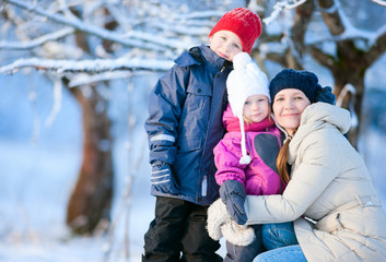 Family outdoors on a winter day