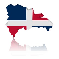 Fototapeta premium Dominican Republic map flag with reflection illustration
