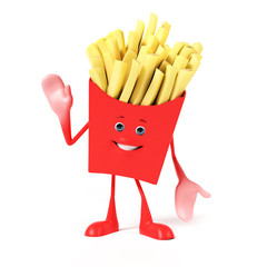 3d rendered illustration of a french fries character