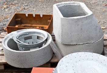 Kanalbau-Material auf einer Palette