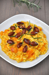 Kürbis Rosmarin Mandel Risotto