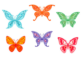 Obraz na płótnie Canvas Zestaw kolorowych motyli