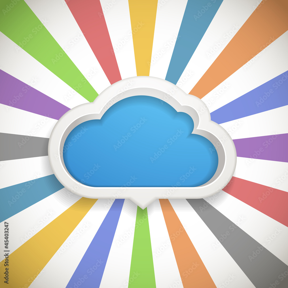 Poster speech cloud template with the color rays